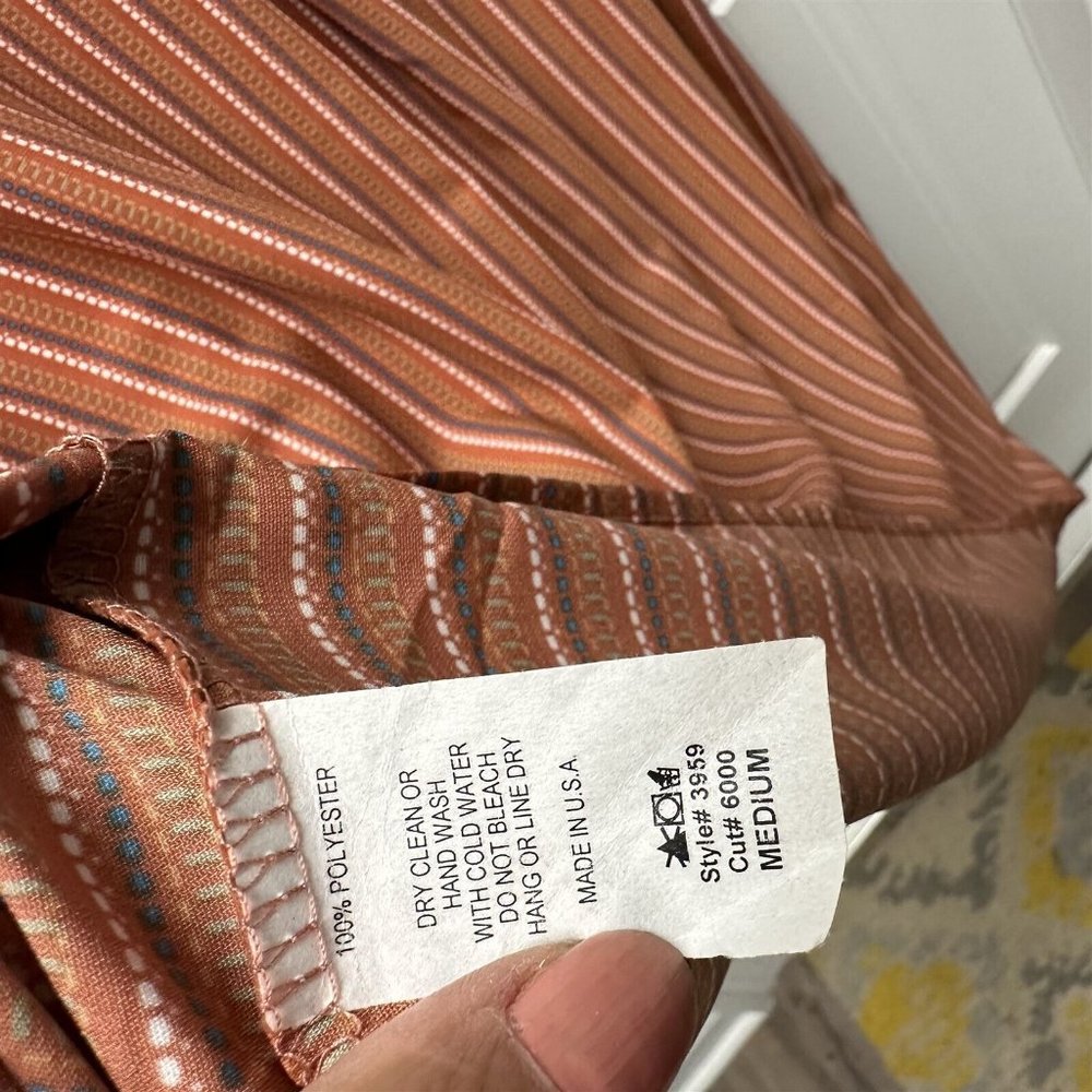 Entro Mini Dress Medium Oversized Orange Brown Flowy Boxy Pockets Popover - Picture 7 of 8